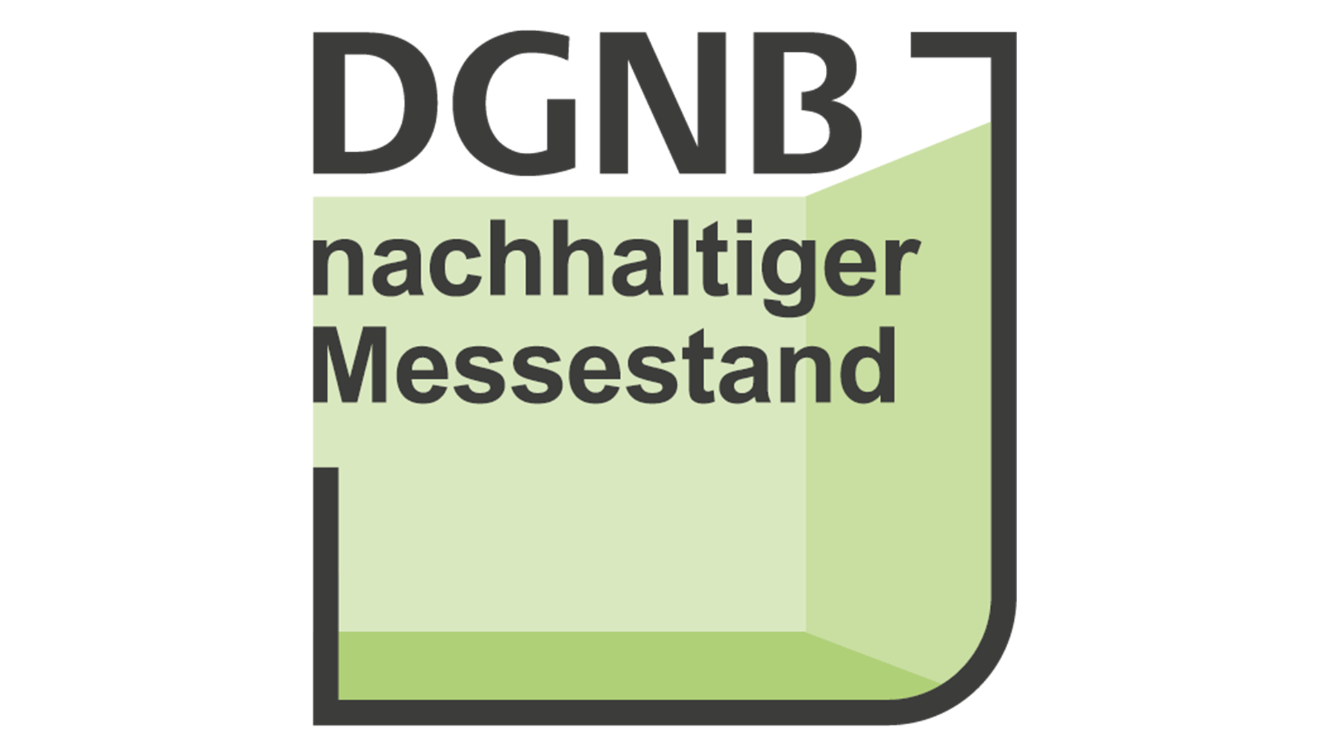 Grünes Logo zur DGNB Auszeichnung Nachhaltiger Messestand.