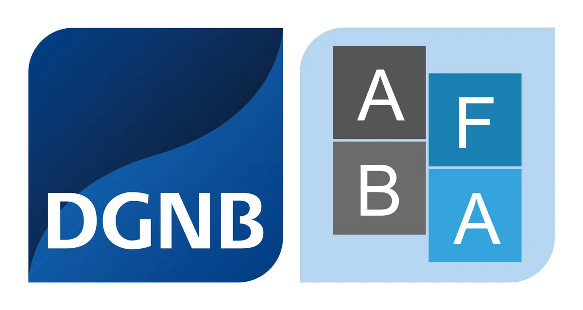 DGNB Pressebild Kombiniertes Logo aus DGNB Logo für DGNB System und AFBA-Siegel