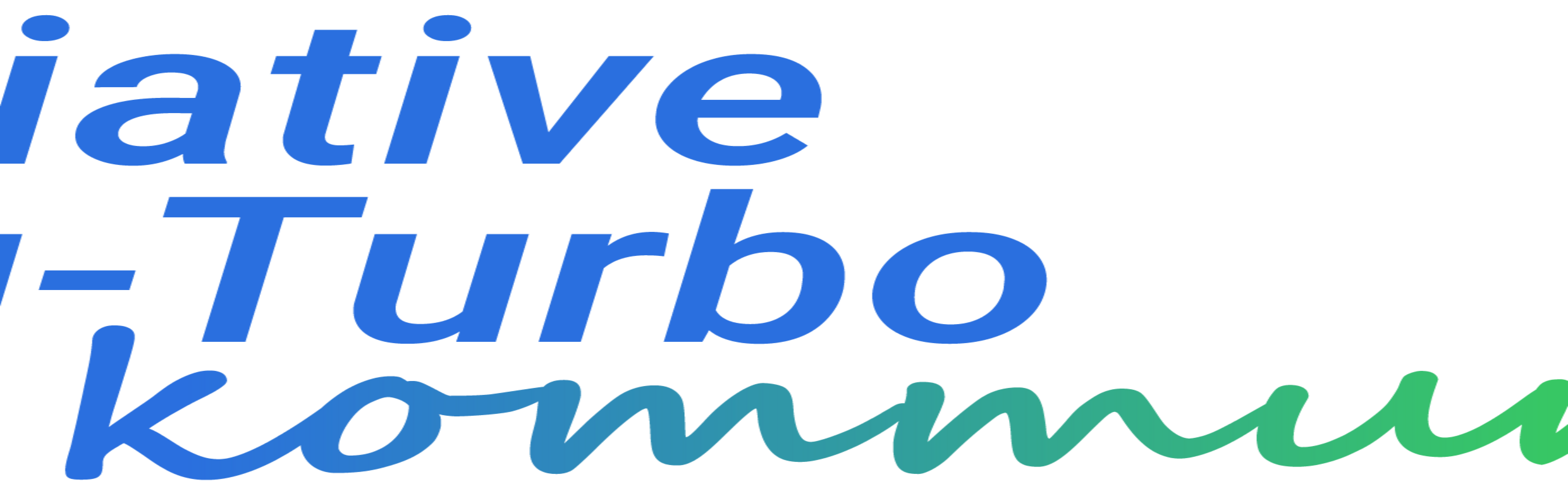 Schriftzug-Logo mit Farbverlauf von blau nach grün "Initiative Bau-Turbo kommunal"