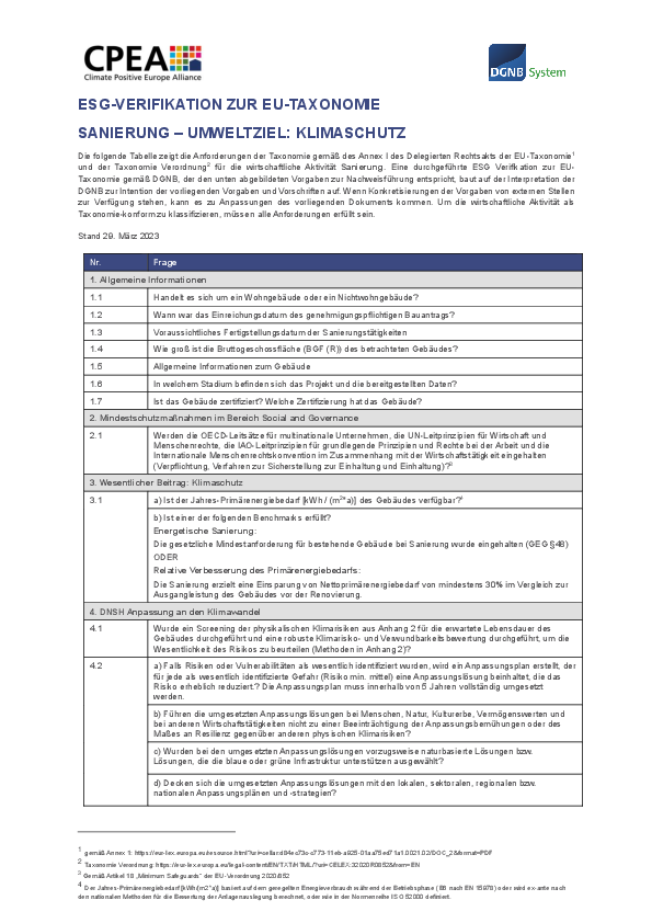 Anforderungen der EU-Taxonomie: Sanierung