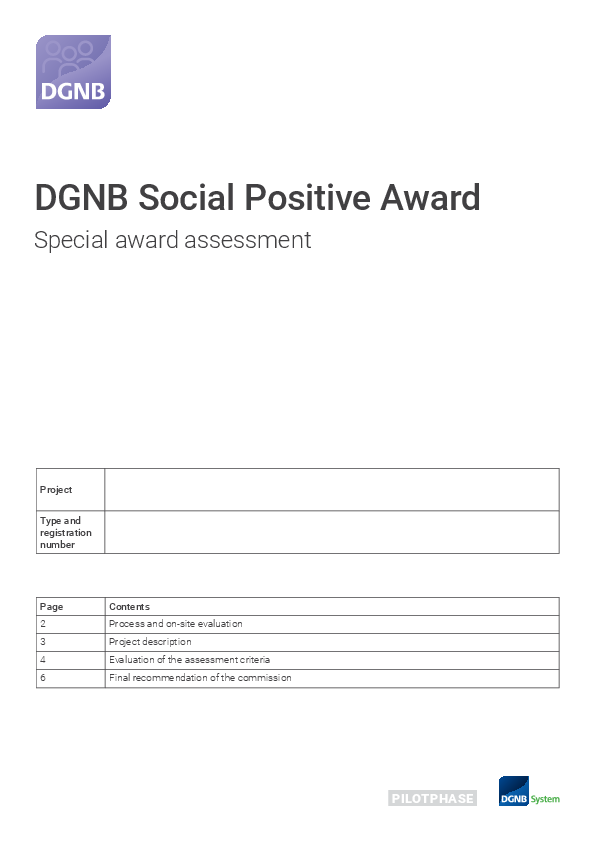 DGNB Social Positive Award: Special award assessment