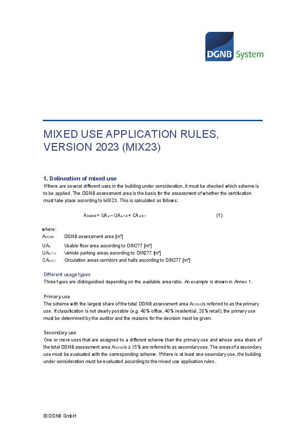 Mixed use application rules Version 2023