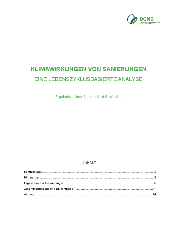 Klimawirkungen von Sanierungen: Eine lebenszyklusbasierte Analyse